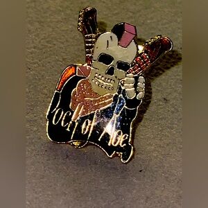Punk Rock Skeleton with Mohawk and Guitars Enamel Pin.